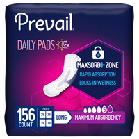 Prevail® Incontinence Bladder Control Pads for Women, Maximum Absorbency, Long Length